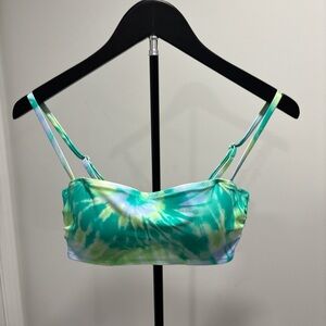 Shade & Shore Green and Blue Tie-Dye Bikini Top